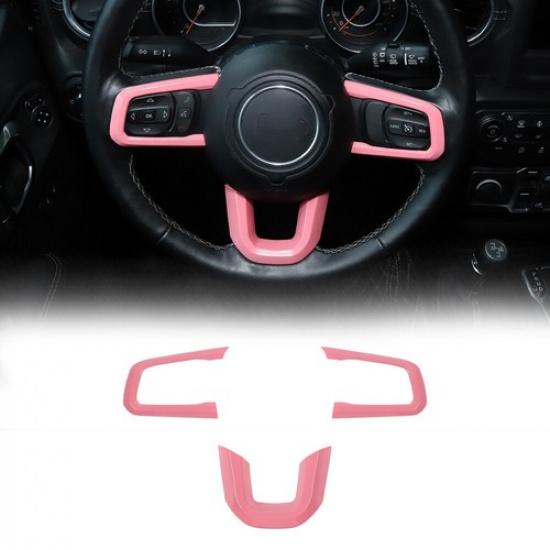 3X Pink Car Steering Wheel Moulding Cover Trim Bezels For Jeep Wrangler JL 2018+