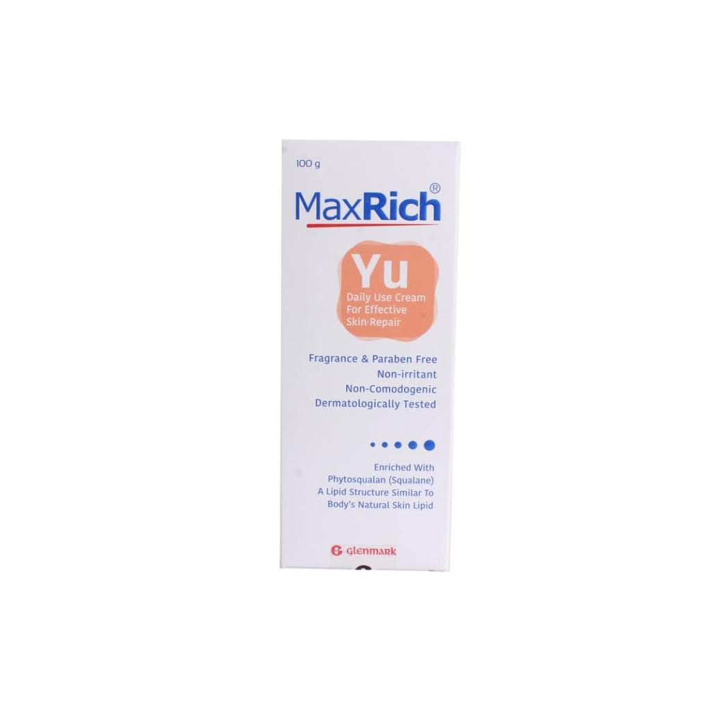 Maxrich Yu Daily Use Moisturizing Cream For Soft Hydrated Skin | Vitamin E Enriched Face & Body Cream | 100 g Tube For All Skin Types