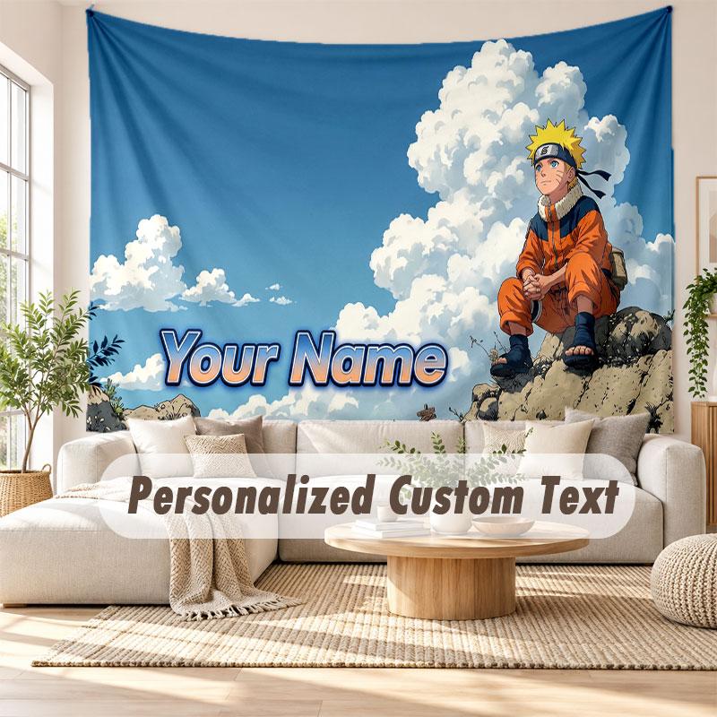 Custom Name Wall Hanging Tapestry,Naruto Decorative Backdrop Tapestry For Dorm Home