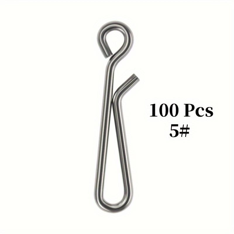 100pcs Silvery Stainless Steel Sea Fishing Lure Hanging Pin, Quick Connector Hook, Fishing Gear Buckle