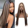 WTB White Forehead Lace Synthetic Wig Women's Long Straight Hair Wig Chemical Fiber Ladies Wig Headgear Seamless Invisible Wig