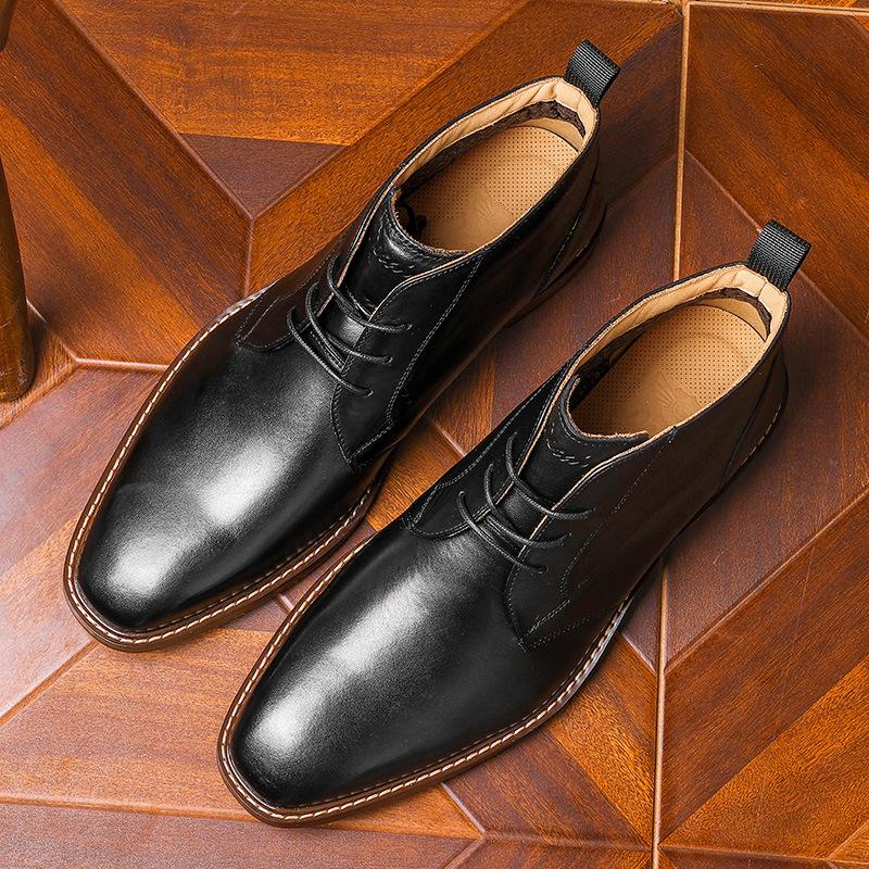 

Мужские кожаные ботинки Кожаные туфли Мужские ботинки Мужская обувь на шнуровке Мужские ботинки Большие размеры Мужские ботинки Martin Верх из коровьей кожи 44 чёрный