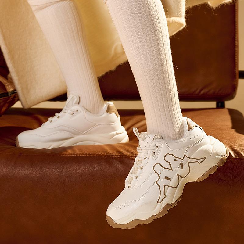Kappa Retro Dad Shoes with Plush Insulation and Thick Sole for Increased Height and Anti Slip Casual Sports Shoes