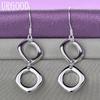 925 Sterling Silver Two Sided Round Dropped Earrings Fashion Jewelry