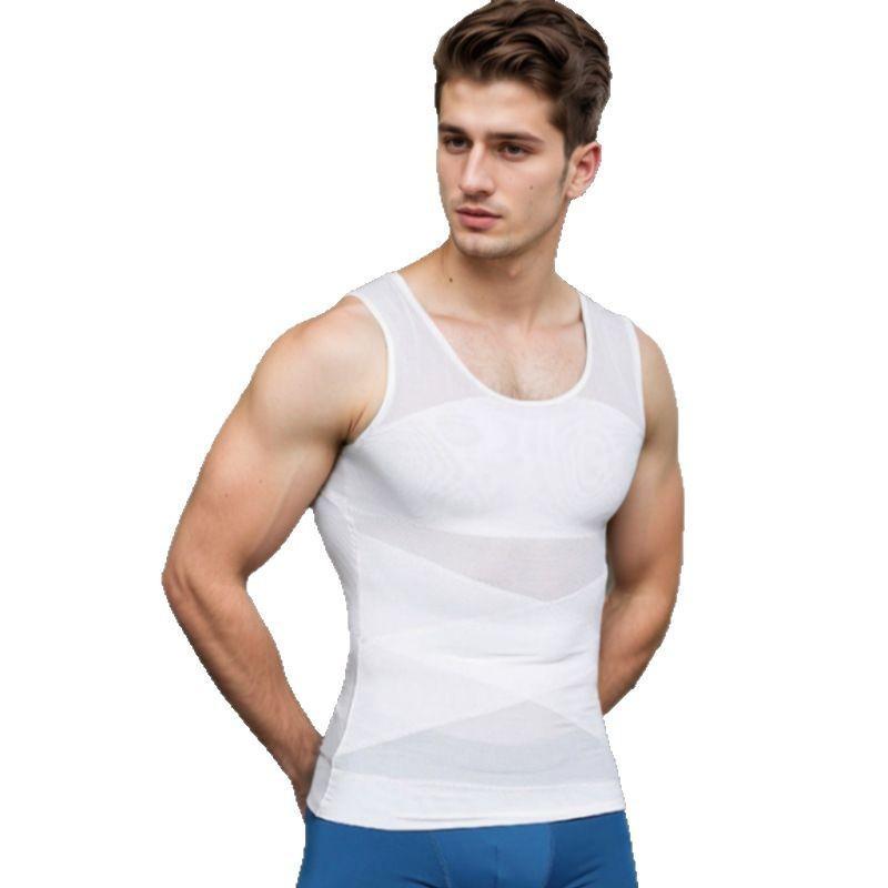 Men's Tummy Control Shaping Vest - Breathable Mesh Bodysuit with Bust and Tummy Support.