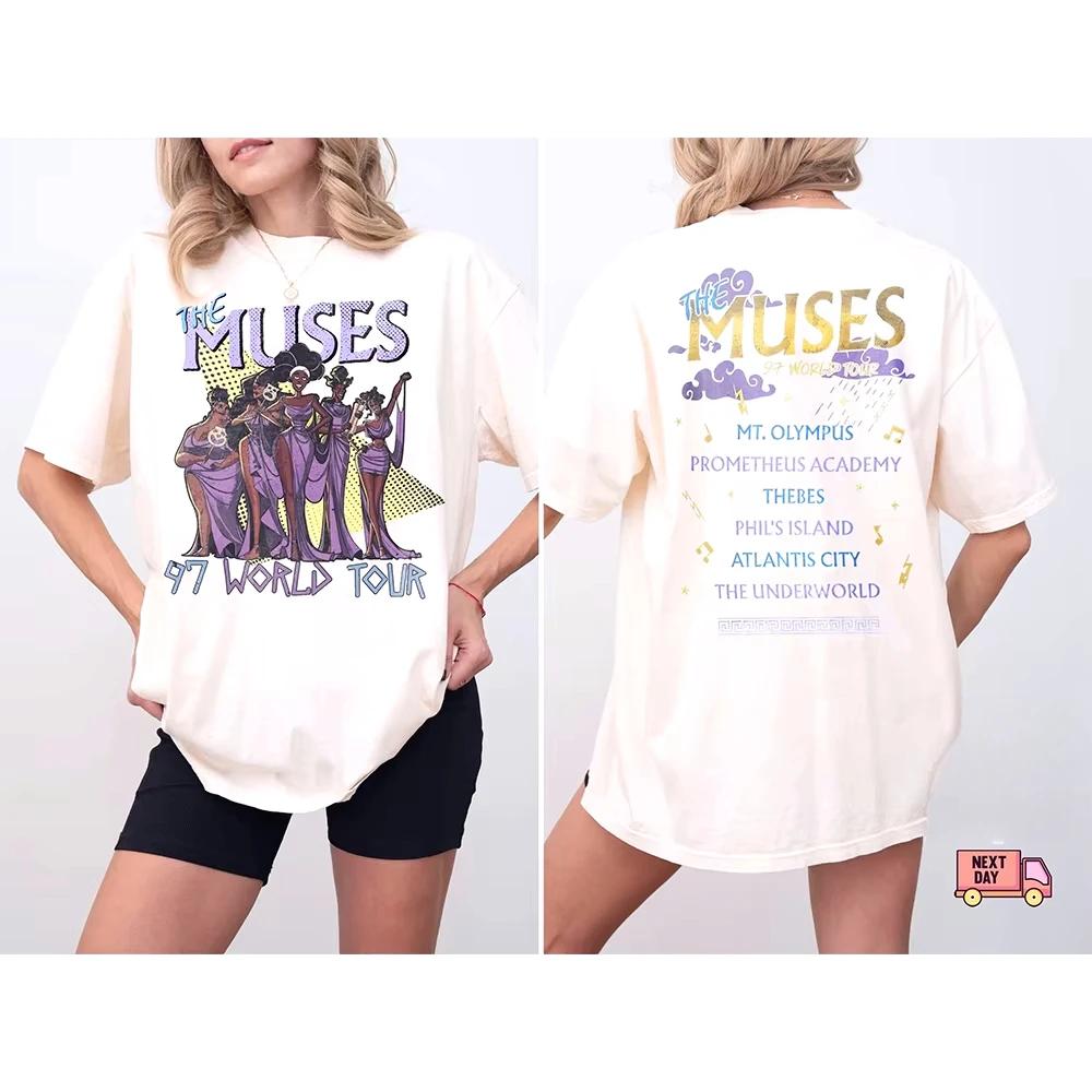 

Женская футболка в стиле ретро аниме, мультяшная, летняя, Hercules The Muses 97 World Tour, футболка Comfort Color, уличная, оверсайз, хлопковая, спортивная майка 4XL
