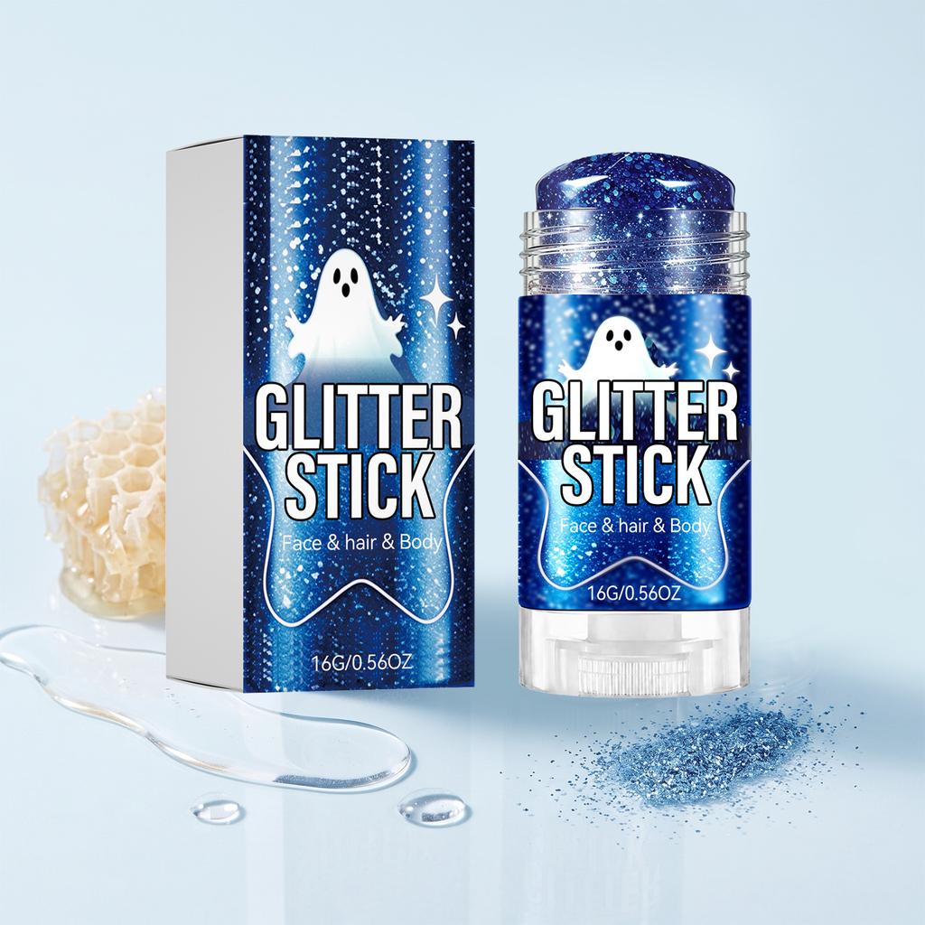 Blue Glitter Makeup Stick Body Shimmer Crayon Easy Apply No Fallout Festival Face Paint Sparkle Pen Party Stage Cosplay Glitter Bar