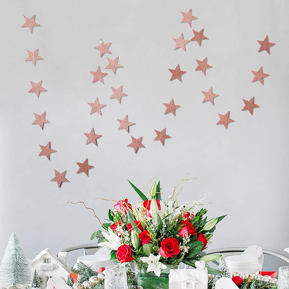 

4M Гирлянда из блестящих звезд с баннером-гирляндой 10 см, сияющая для Рождества, дня рождения, свадьбы, вечеринки, домашнего украшения, витрины магазина, подвесное украшение, принадлежности для декора шампанского