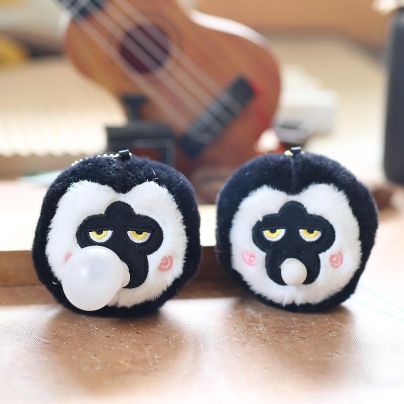 Adorable Bubble Blowing Monkey Plush Keychain Cute And Soft Stuffed Animal Toy