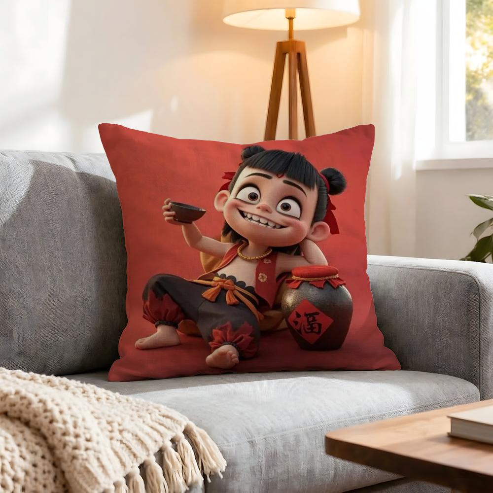 Doll Nezha Cushion Cover 1Pcs Decorative Covers Soft Cushion Case For Sofa Couch Decor 40X40 45X45 Pillowcases