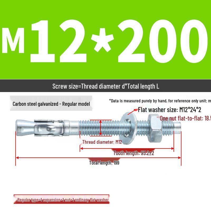 Vysoce pevný nástěnný hmoždinkový šroub pro opravy automobilů (M6/M8/M10/M12)