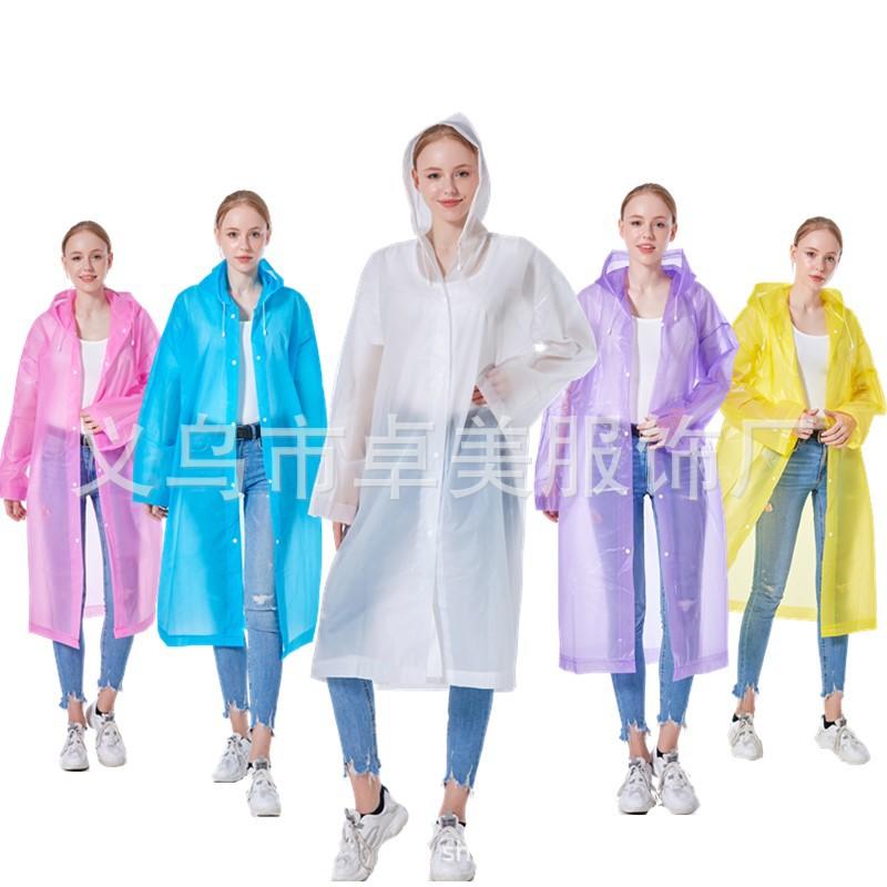 Outdoor PEVA Raincoat Adult One-piece Poncho Long Scenic Travel Portable Thickened PE Non-disposable Raincoat