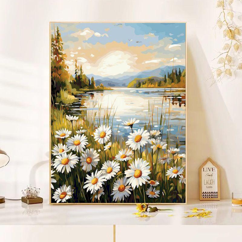 CHENISTORY Coloring By Numbers Flower Frame Painting By Numbers Landscape On Canvas DIY Home Decoration DIY Gift