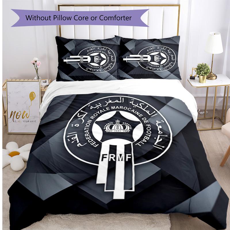 Set Biancheria da Letto Stampata Calcio Marocco 3 Pezzi Set Copriletto Accogliente Traspirante come Regalo per Inaugurazione Casa Vacanze
