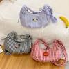 Fresh Color Bowknot Tote Bag Korean Style Pleated Shoulder Bag Elegant Plaid Dumpling Bag Girls