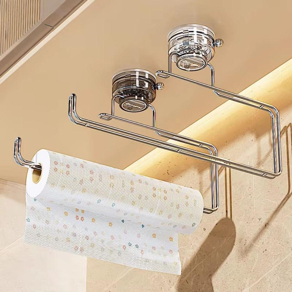 Strong Suction Cup Cling Film Storage Rack Wall Mounted Paper Towel Hanger  Washroom