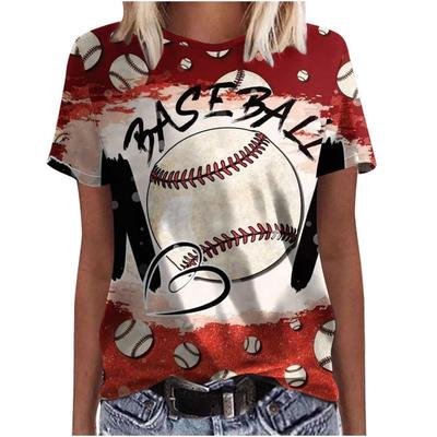 Summer Mother's Day Baseball 3D Print T Shirt Women's Round Neck Short Sleeve T Shirts Harajuku Y2K Tops Female Tees Clothing