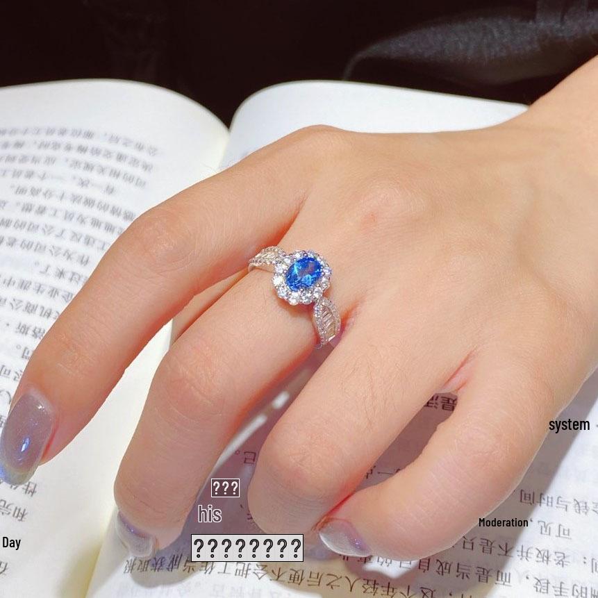 Trendy Sky Blue Topaz Simulated Stone Adjustable Ring for Women