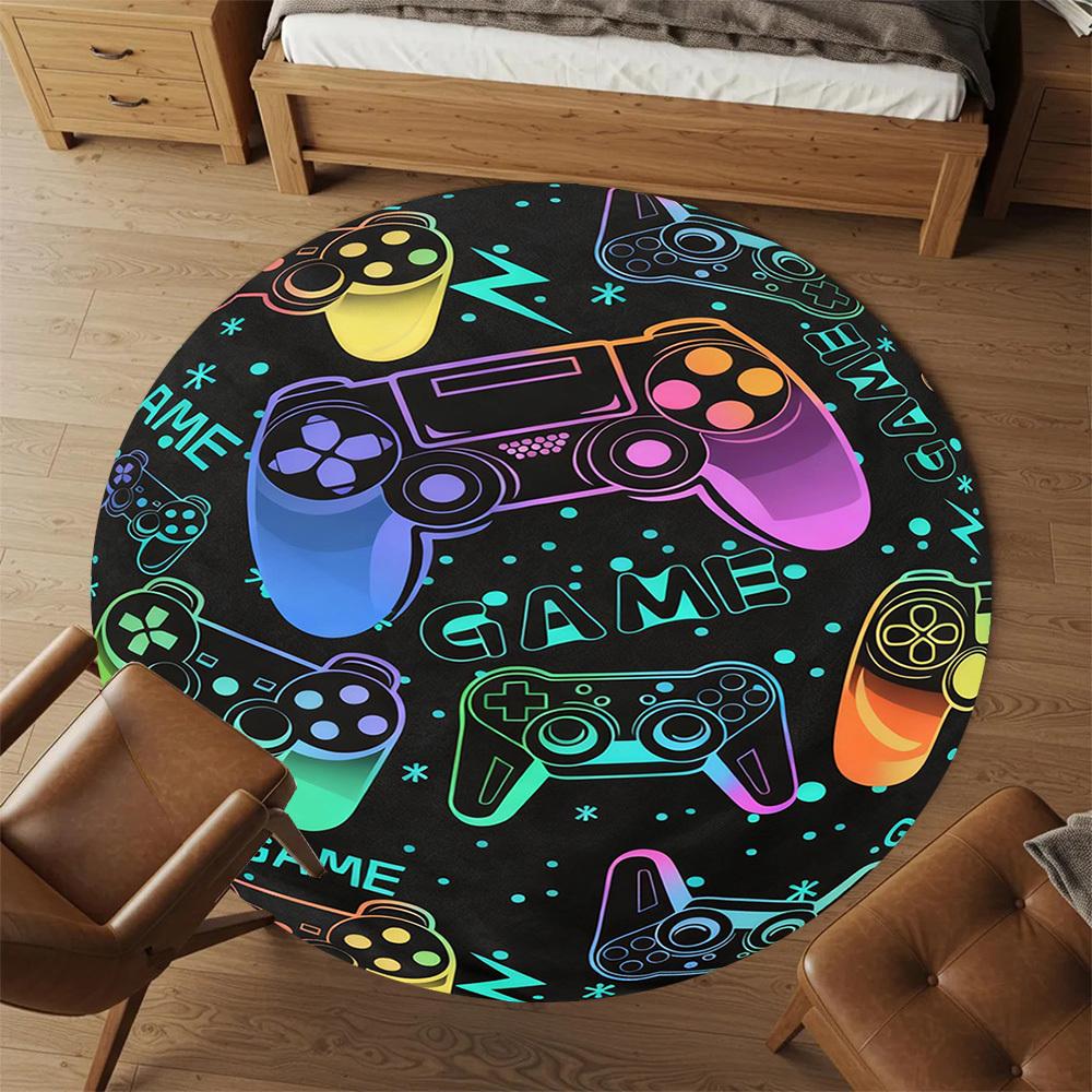 1PC Game Controller Round Chair mat Area Rug - Non-Slip, Floor Mat for Office, Bedroom, and Indoor Decor -Gift D1127197