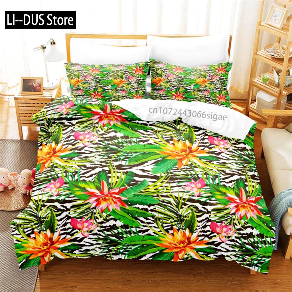 Tropical Green Plant Bedding Set Duvet Cover Set 3d Bedding Digital Printing Queen Size Bedding Set Fashion Design