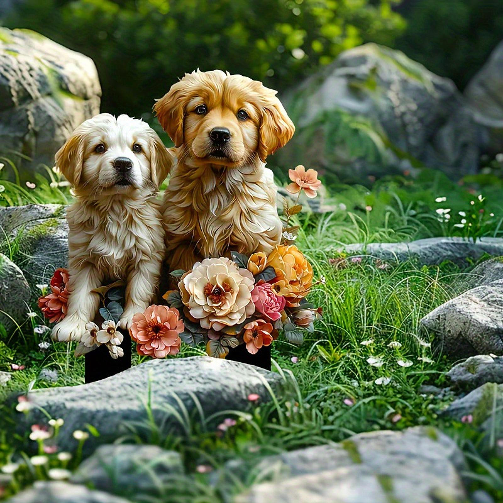 

Садовий кілок з тваринами, прикраса для квіткового горщика, 2D плоска акрилова табличка для двору, подарунок на новосілля, для вулиці Dogs