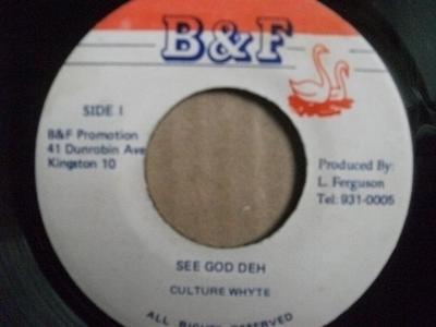7inch Record CULTURE WHYTE  See God Deh NONE BF Jamaica Reggae Ska  Dub Used