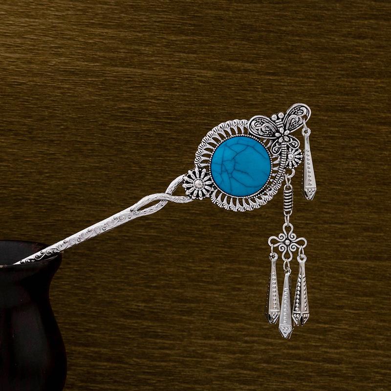 Retro Peacock Fringed Walking Hairpin, Miao Ethnic Style Butterfly Hairpin, Ancient Style Disc Hair Accessories For Women