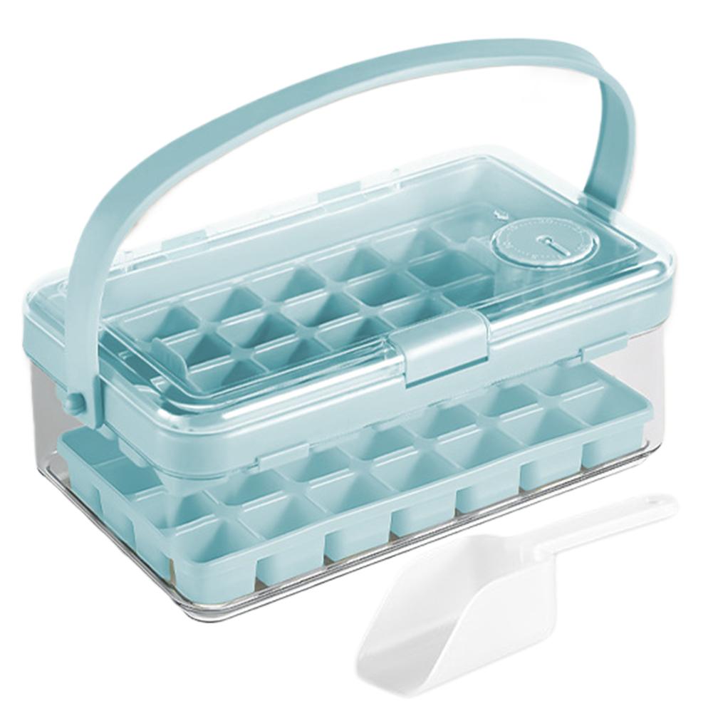 Ice Cube Tray with Lid and Bin Ice Tray with Scoop Ice Cube Mold  for Freezer for Chilled Drinks Coffee Juice синий