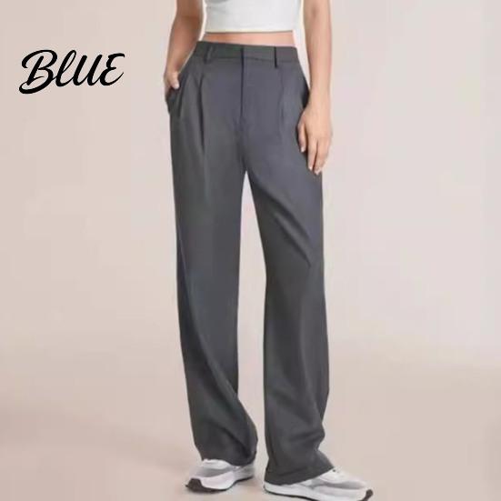 Commuting Outfit Women Suit Pants Button Zipper Fly Solid Color Trousers Pocket Decoration with Pockets