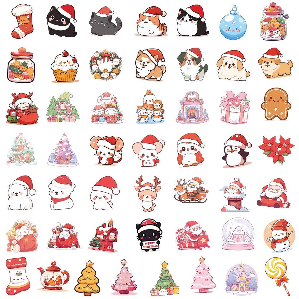 50 Waterproof Christmas Graffiti Stickers for Car, Phone, Water Bottle, Journal Decorations