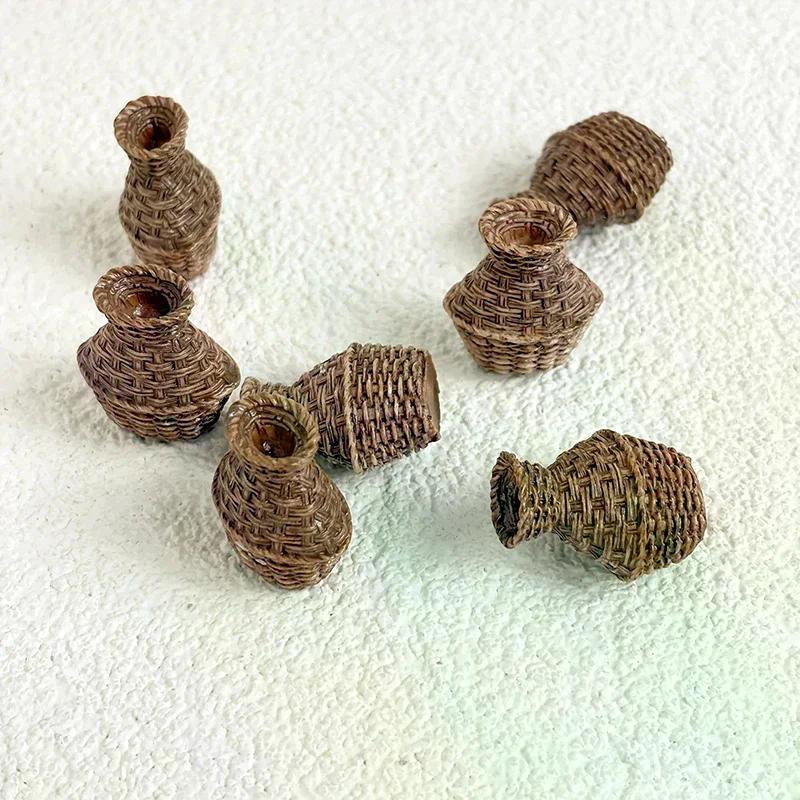 5pcs Miniature Woven Basket, Model House Accessories, Miniature Willow Basket For Crafts, Miniature House Furniture Set 5PCS