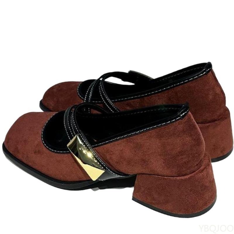 Mode Neu Frühling Retro eckige Spitze Damen Schuhe Modisch Flacher Ausschnitt Lässig Mittelhoch Elegant minimalistisch bequem Kleiderschuhe