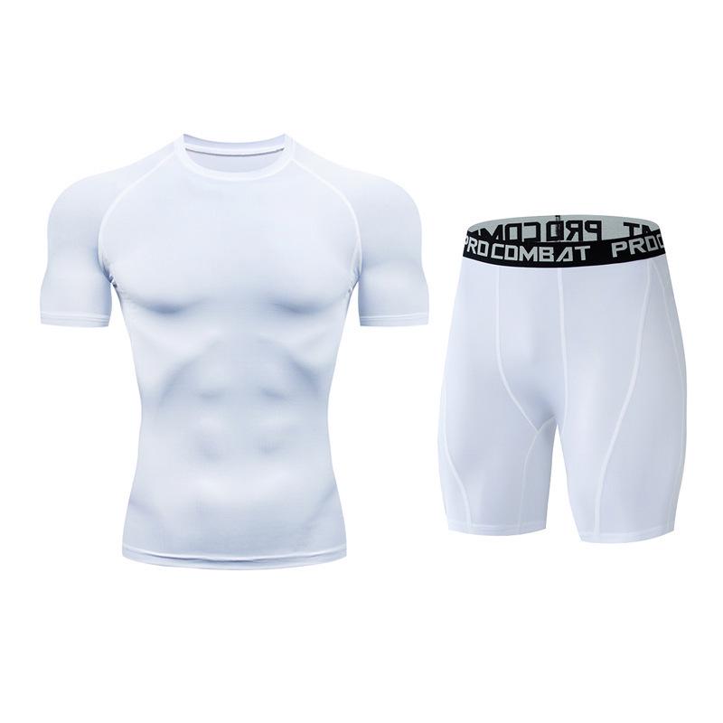 Men's Quick-Dry Athletic Two-Piece Set: Breathable, High-Elastic Short-Sleeve Top & Shorts
