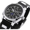 Salvatore Marra Moon Phase Multi-Calendar Men's Watch 5 ATM Water Resistant Rubber Strap Black Silver SM22105R-SSBK