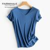 Women's V-Neck Slim-Fit Knit Short Sleeve Top