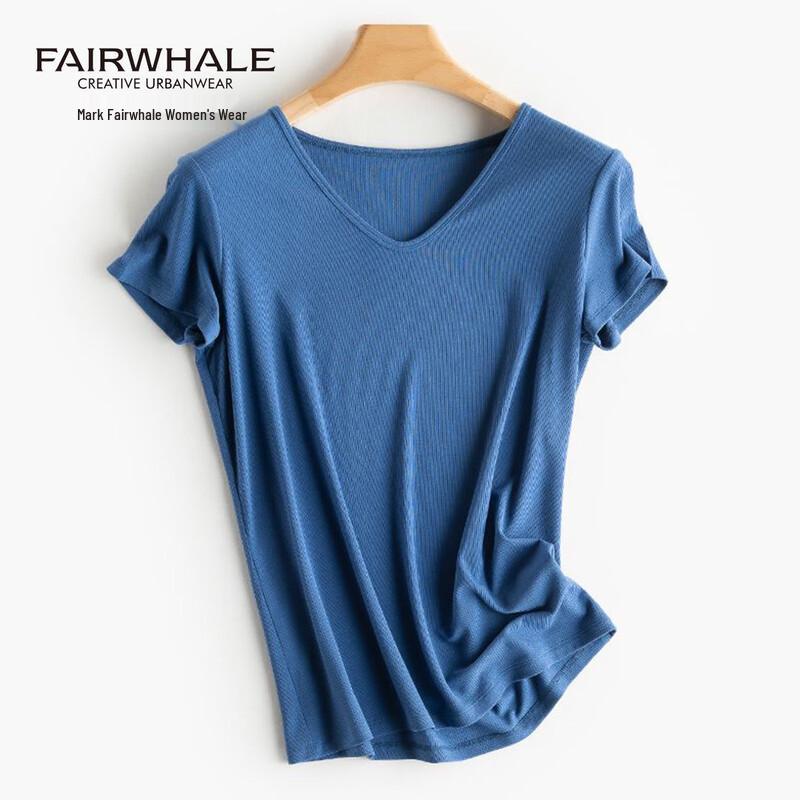 Women's V-Neck Slim-Fit Knit Short Sleeve Top