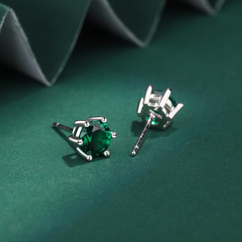 Boucles d'oreilles classiques en argent S925 avec zircon vert pour femmes, bijoux créatifs en argent sterling brillant avec zircon, bijoux de mariage, bijoux de fête