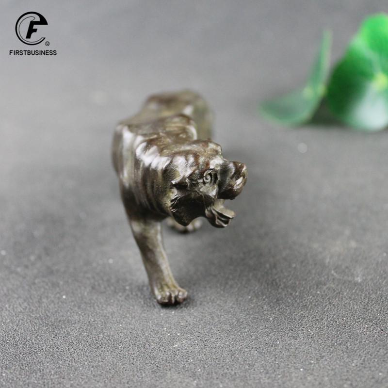 Antique Heavy BIG TIGER Figurine Miniature Desktop Ornament Retro Metal Lucky Beast Statue Home Decoration Craft Accessories