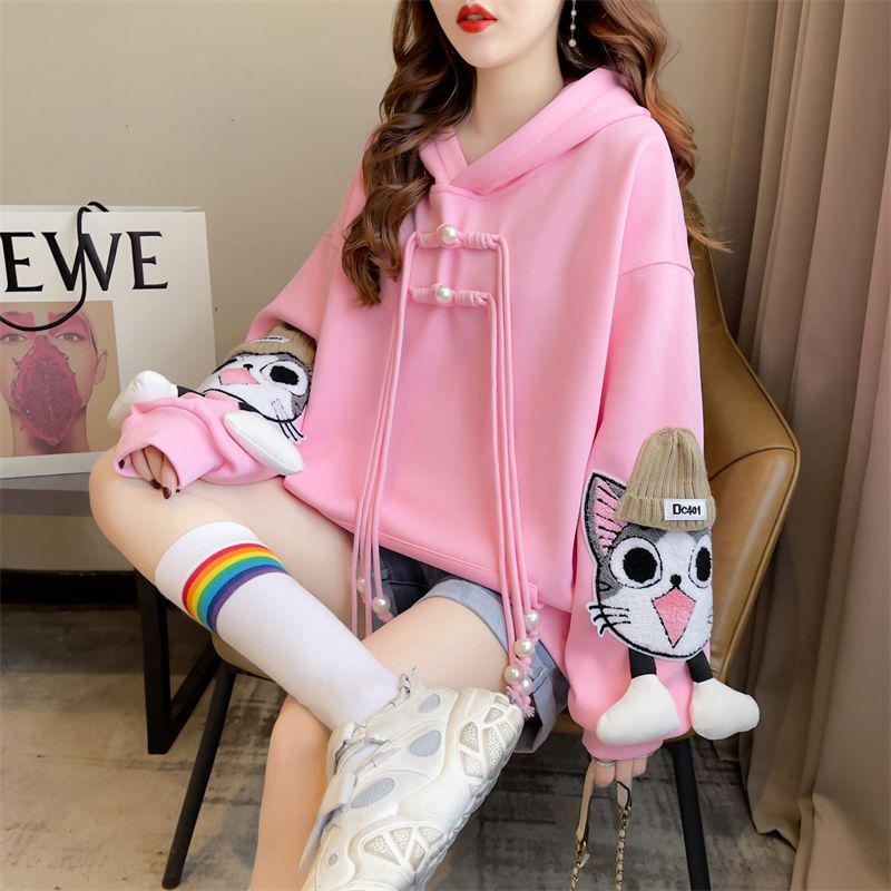 Women's Lightweight Korean-Style Loose Sweatshirt - Plus Size, Cute, Petite, Versatile for Early Spring and Autumn