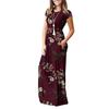 Women Fashion  Gradient Print Short Sleeve Spaghetti Maxi Dress