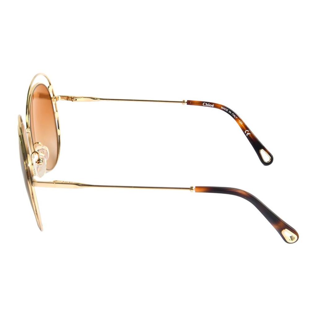 Chloe Design Logo Moda Occhiali da Sole in Metallo Forma Irregolare Occhiali da Sole Unisex Oro Tartaruga CE169S-889