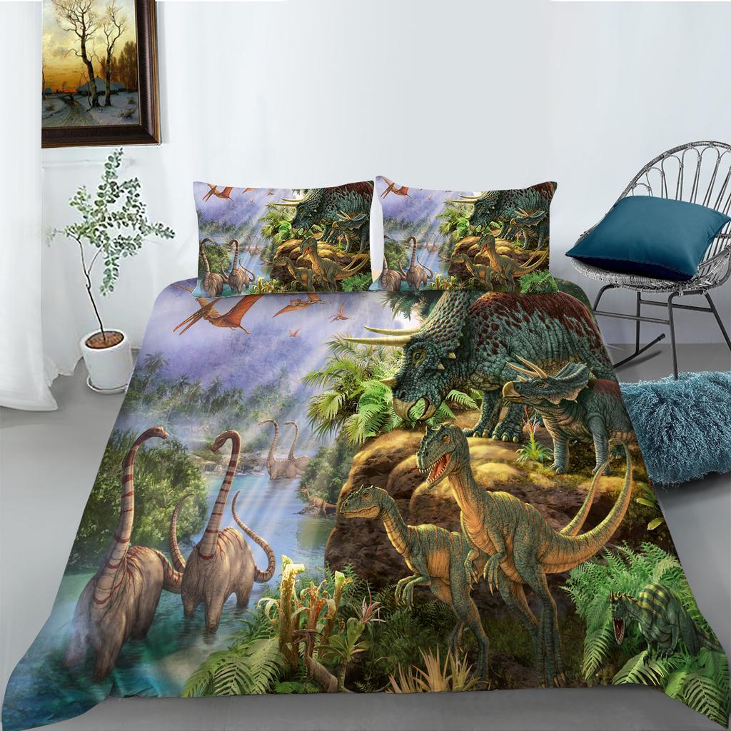 Bettwäsche Zweiteiliges und Dreiteiliges Set Dinosaurier 3D Digitaldruck Polyester