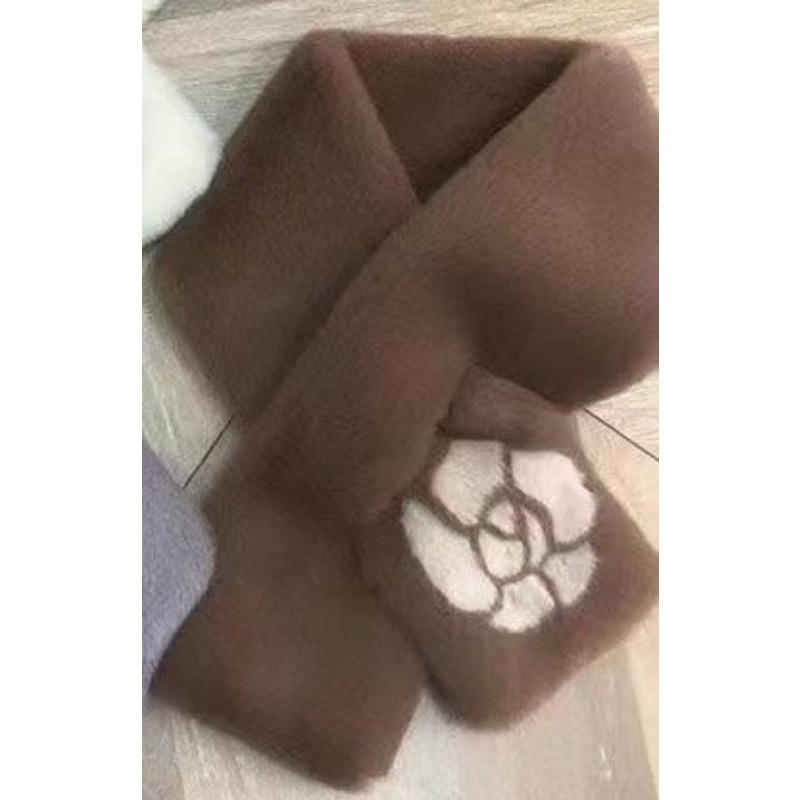 

Korean Style Winter All match Camellia Imitation Rabbit Fur Scarf Plush Plush Collar Fashion Scarf Warm Scarf for Women