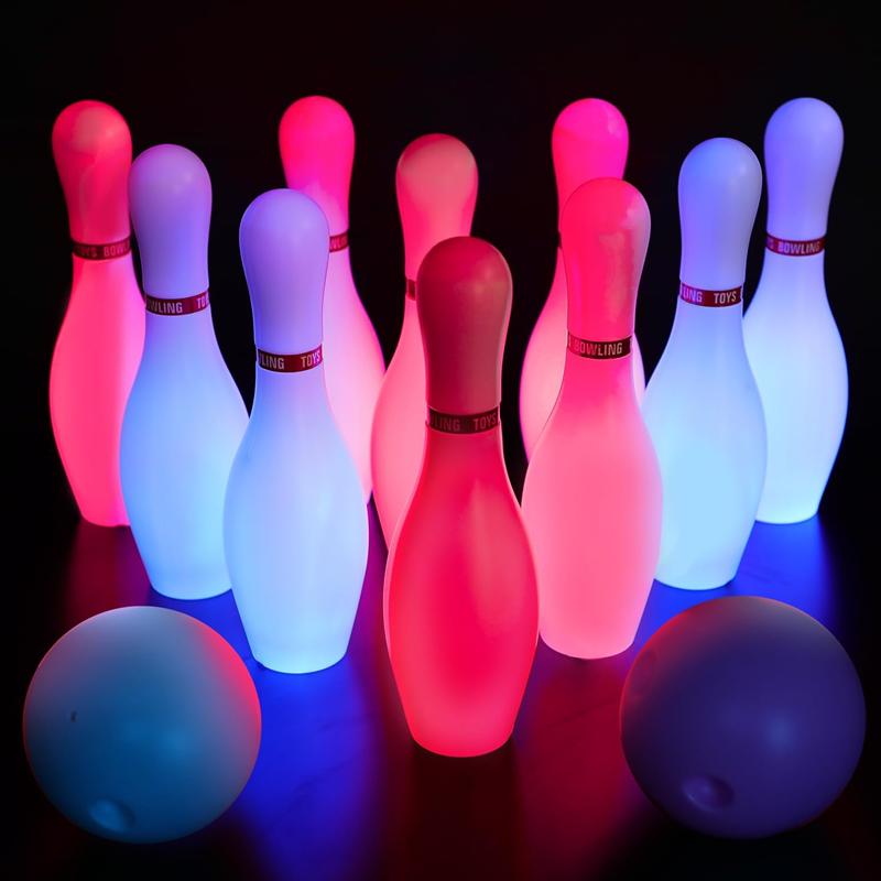 Light Up Bowling Set Bowling Pins Games For Kids Toddler Bowling Ball Set Glow In The Dark Games Parent Children Interactive Toy