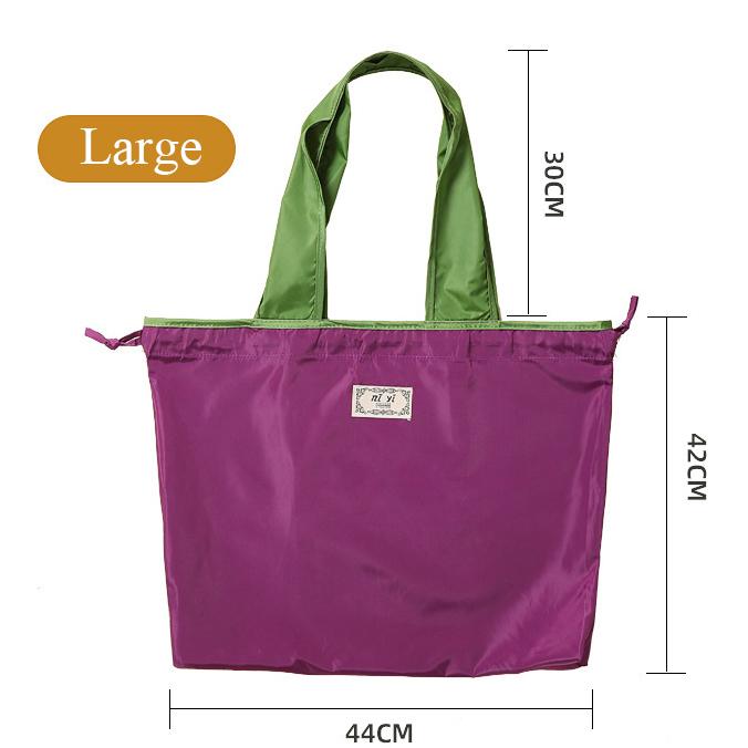 Ekologická velká vodotěsná skládací nákupní taška přes rameno se stahovací šňůrkou, skládací tržní taška