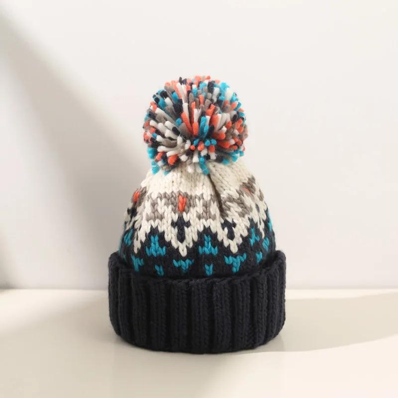Fashion Cute Print Embroidery Beanies Hats for Women Men Winter Warm Pompom Baggy Knit Hat Bonnet Caps