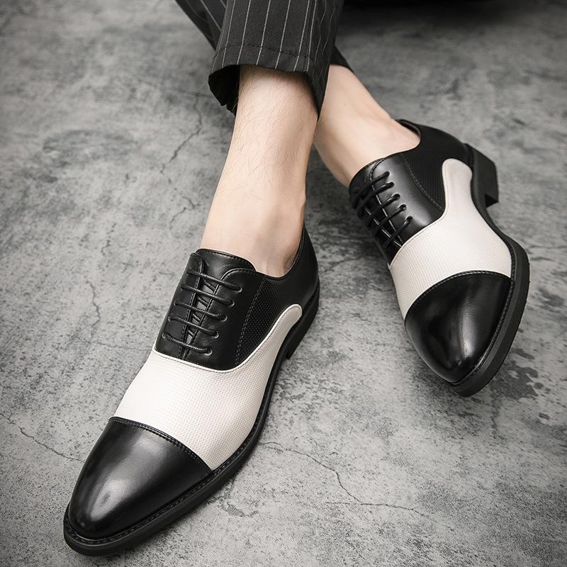 

Large size new casual leather shoes fashionable men s pointed leather shoes trendy hairstylist color matching leather shoes can be 48