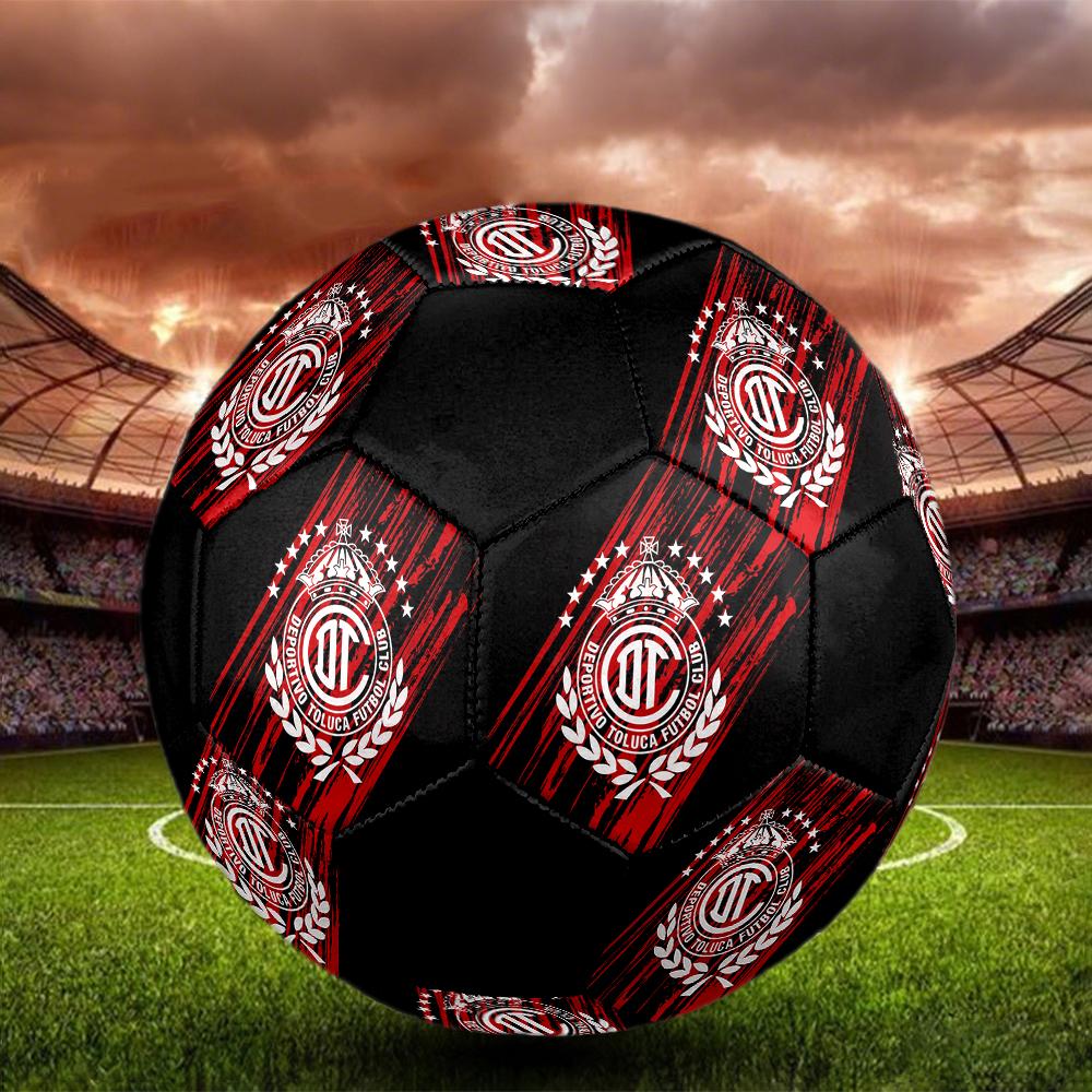 SIZE 5 Deportivo Toluca F.C. Soccer Ball Colorful All Ages Machine Stitched PVC Competition Ready Durable High-Bounce
