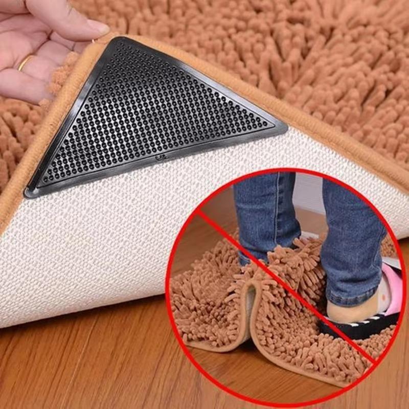 8-piece Set of Triangular Washable Carpet Clip, Anti Slip and Reusable Rubber Pad, Anti Slip Tile Floor, Carpet Corner Pad