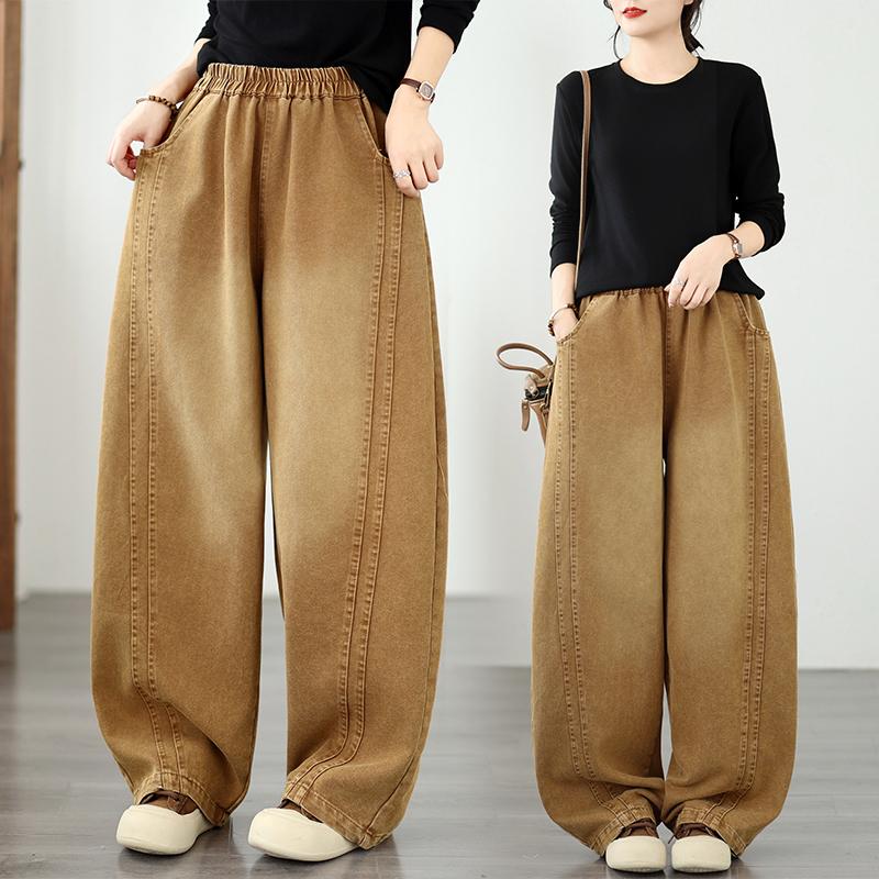 DIMANAF 2026 Été Nouveau Grande Taille Femmes Taille Haute Jambe Large Jeans Décontracté Ample Pantalon en Jean